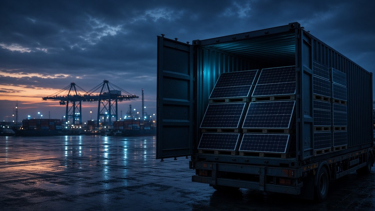 Export container panneaux solaires Indigo Solar
