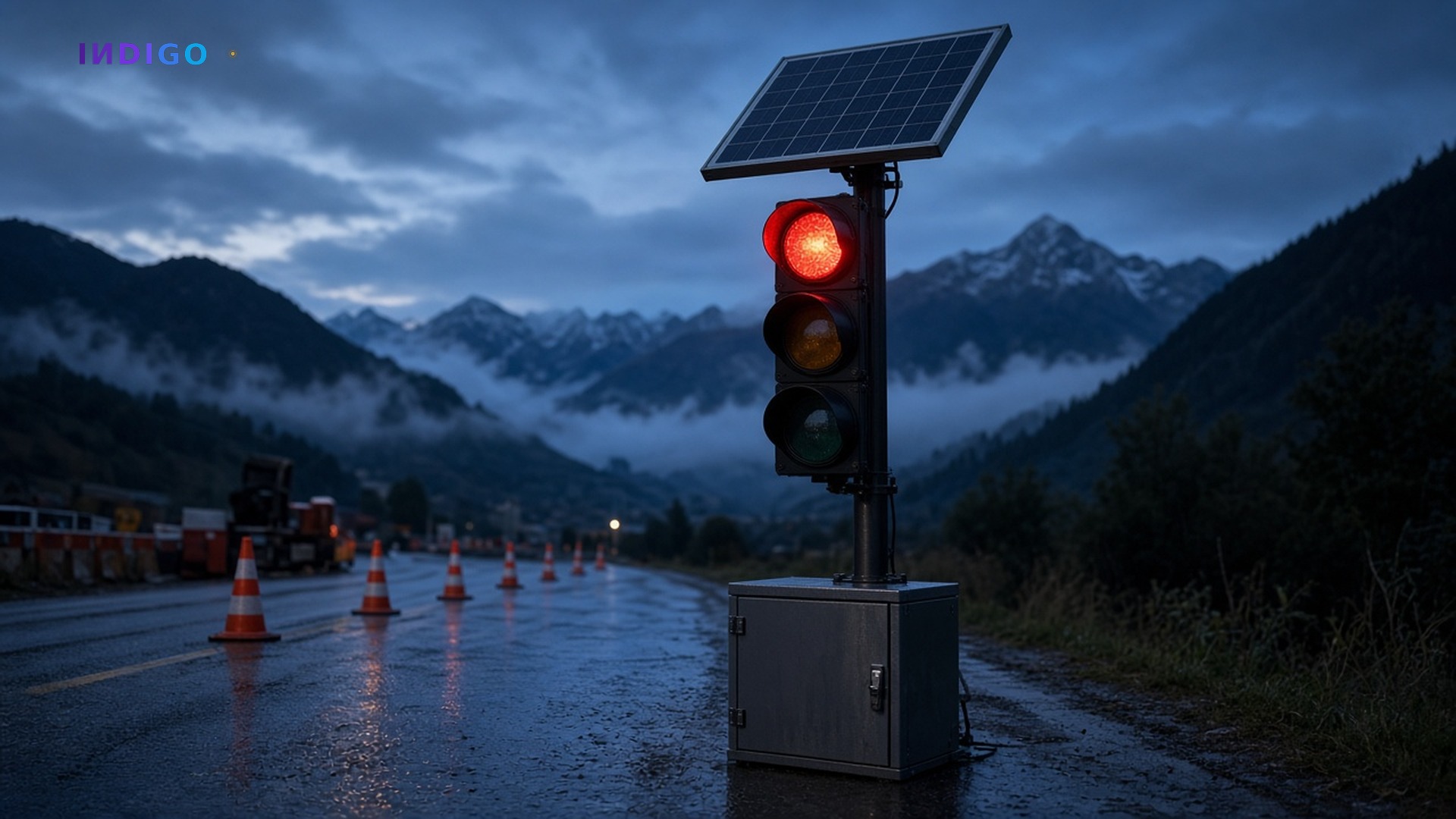 Feu de signalisation solaire portable INDIGO